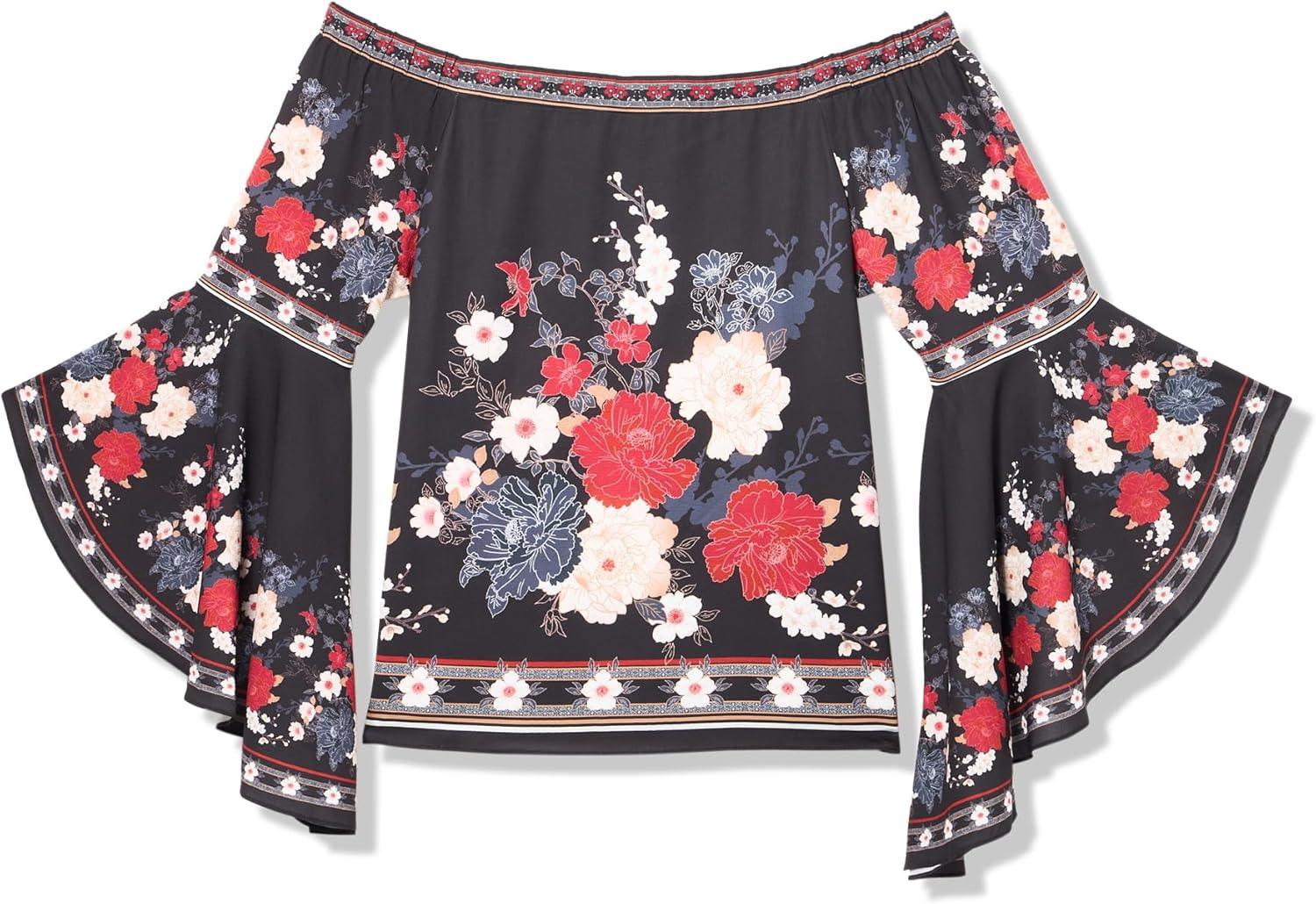 image:imageCity Chic Plus Size TOP Heidi Border in BLK CORA Border Size 18