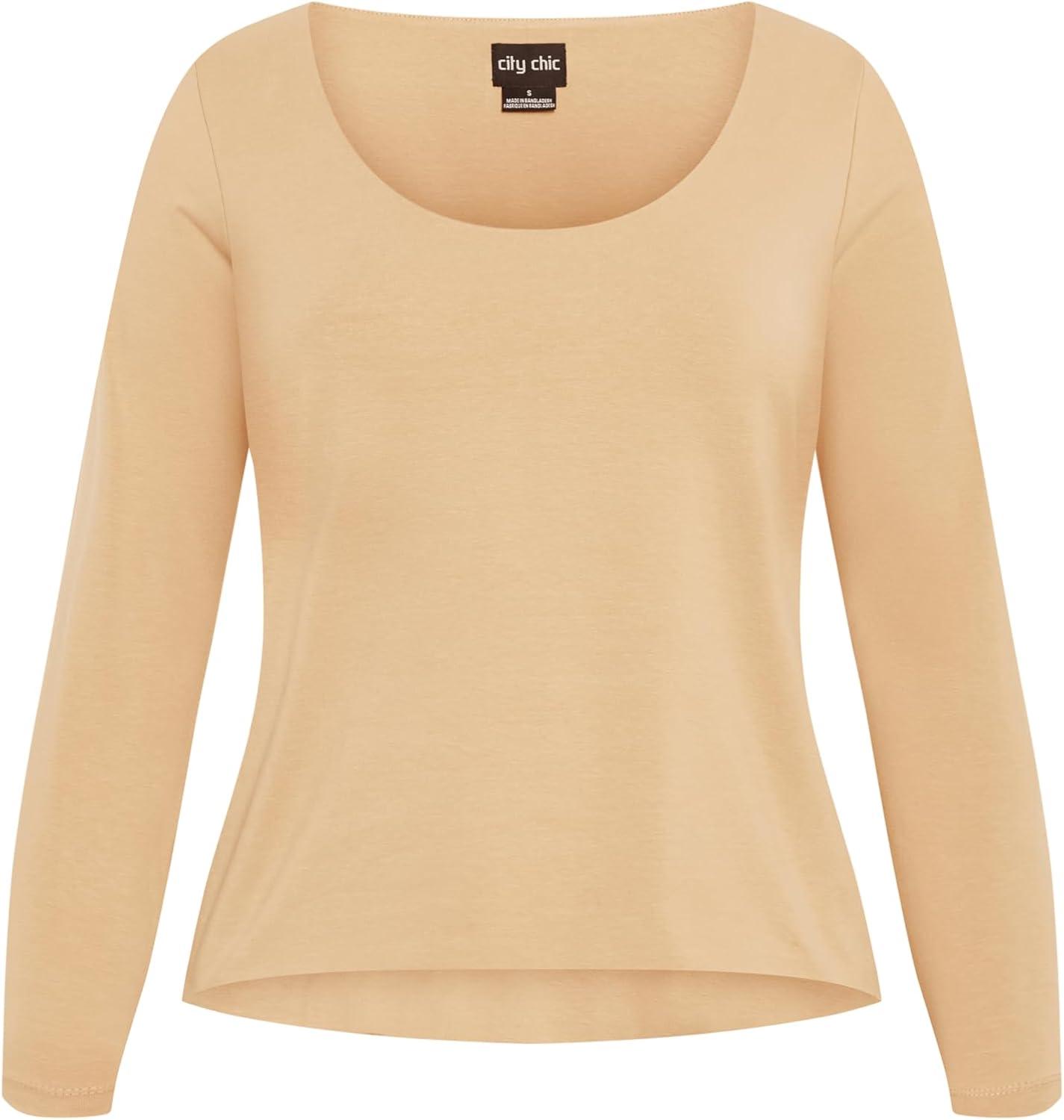 image:imageCity Chic Plus Size Top Liz Scoop TopLatte