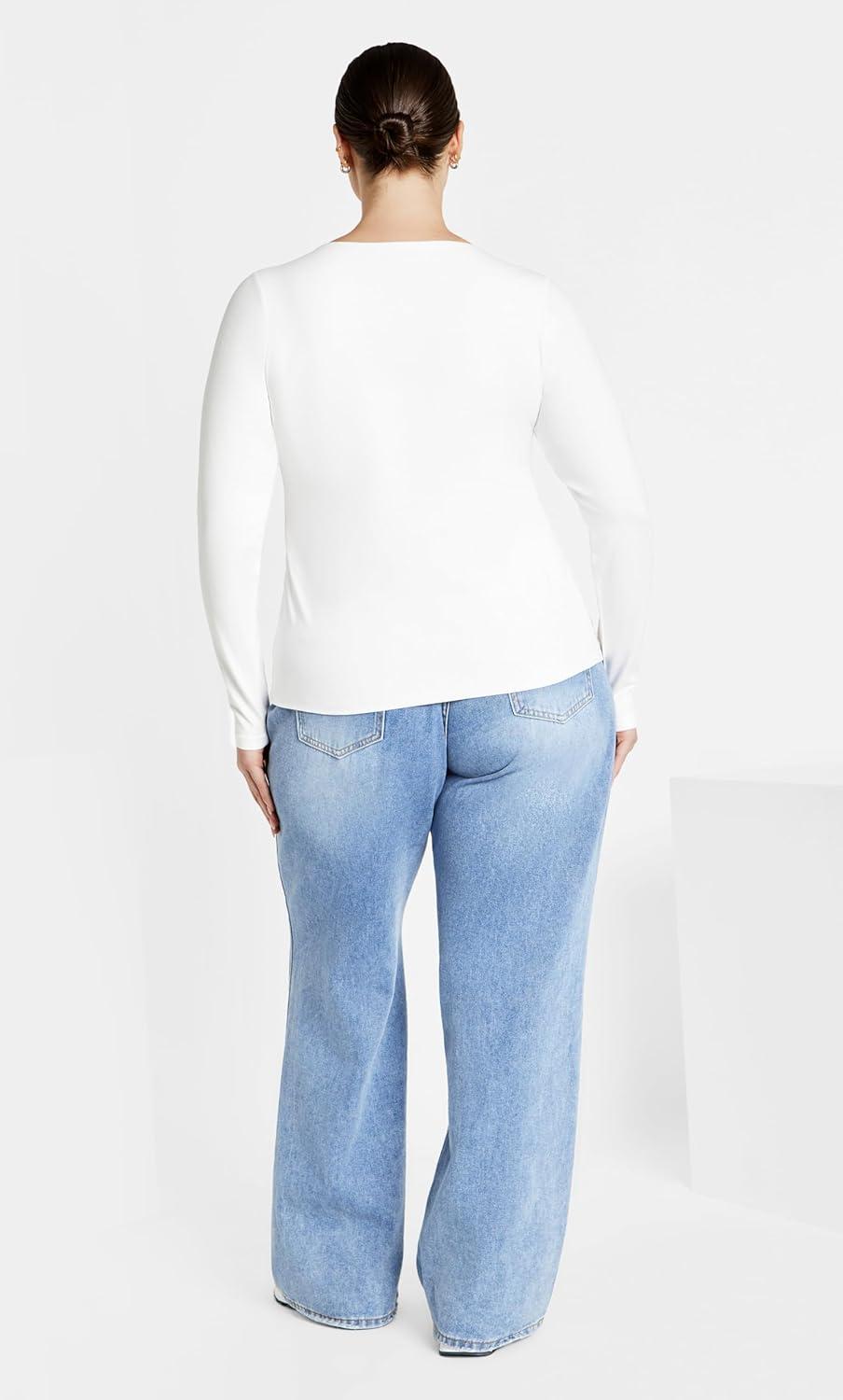 image:imageCity Chic Plus Size Top Liz Scoop TopWhite