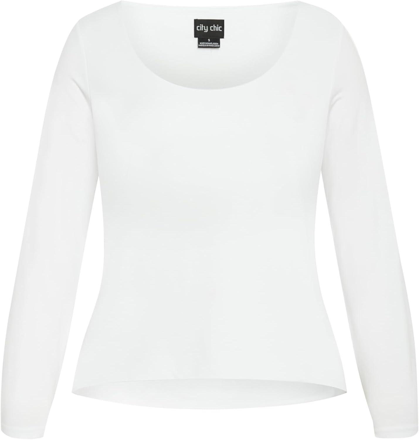 image:imageCity Chic Plus Size Top Liz Scoop TopWhite