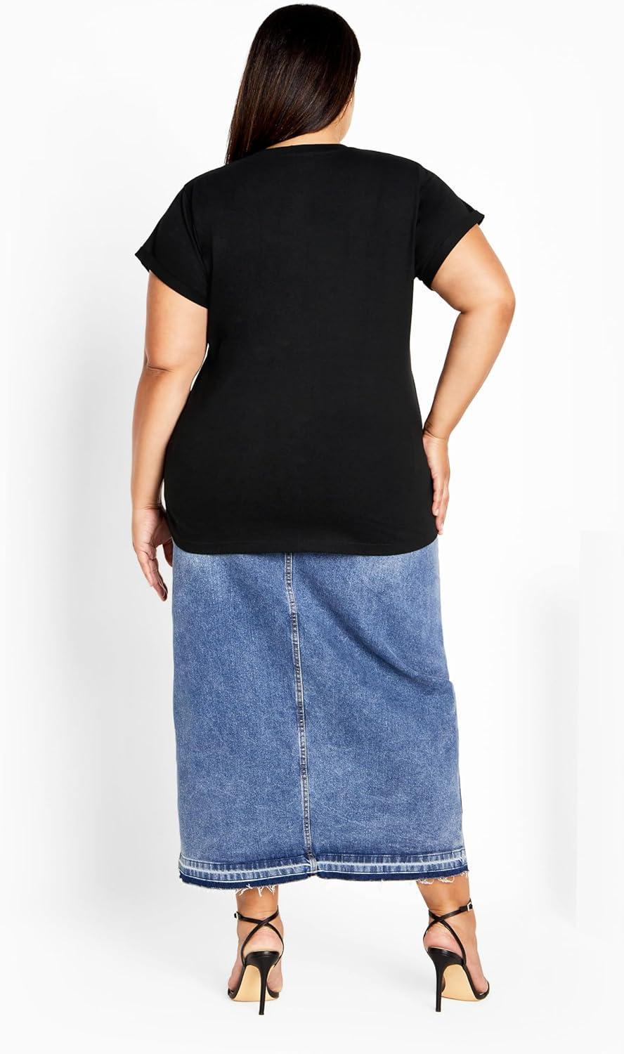 image:imageCity Chic Womens Plus Size Cuffed Sleeve TeeBlk Love