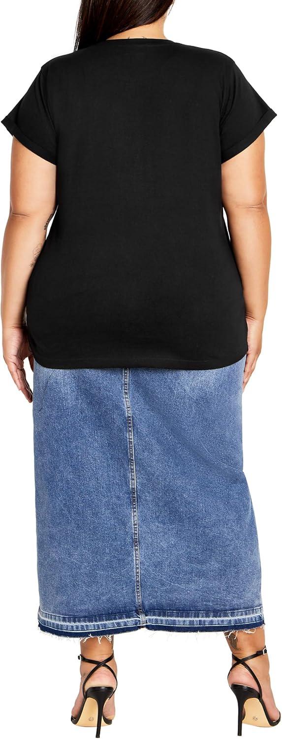 image:imageCity Chic Womens Plus Size Cuffed Sleeve TeeBlk Love