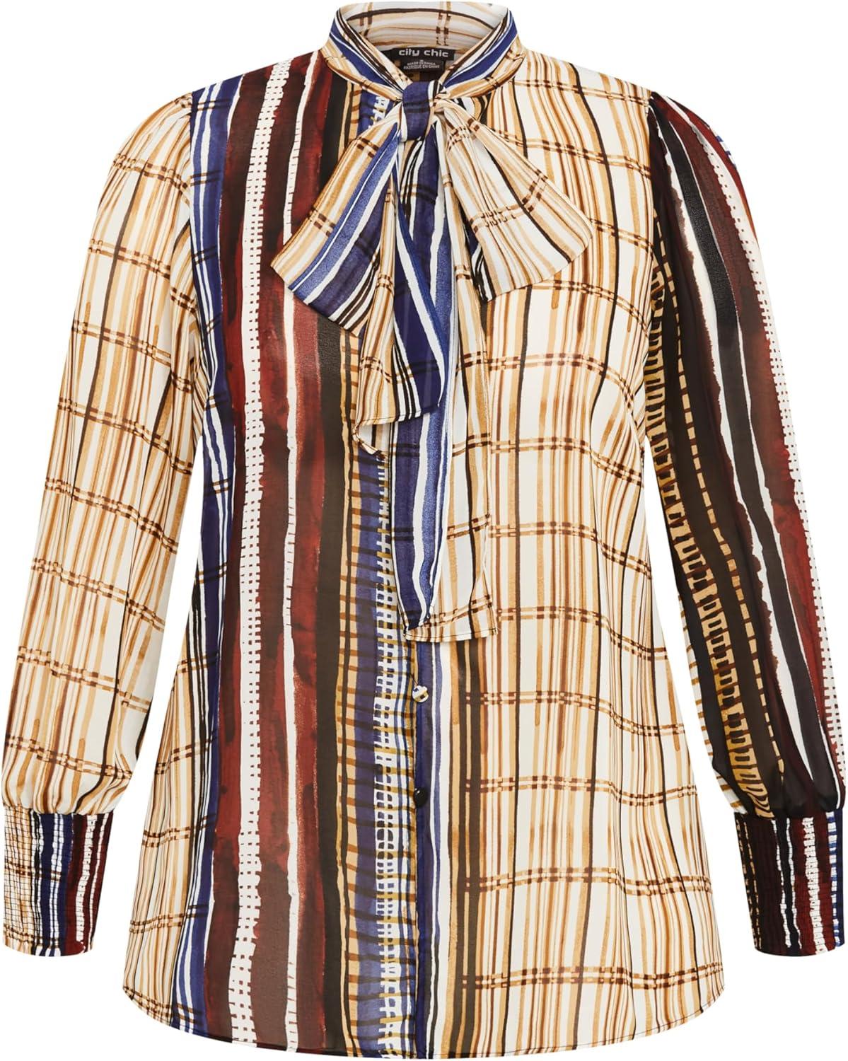 image:imageCity Chic Womens Plus Size Shirt Elm CourtFree Style Stripe