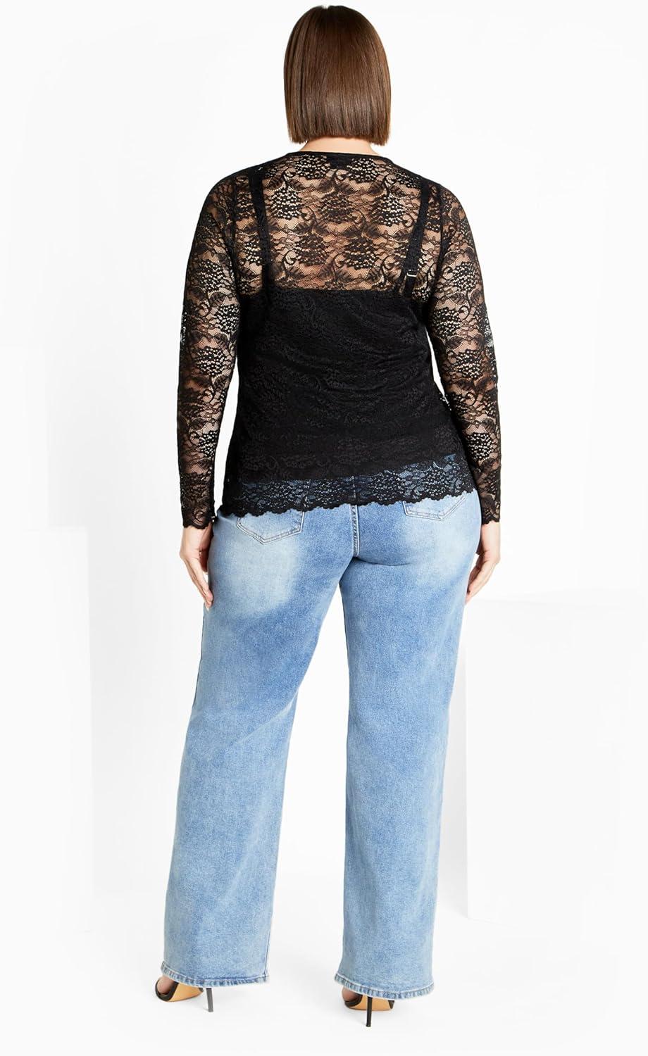 image:imageCity Chic Womens Plus Size Top Lace SelenaBlack