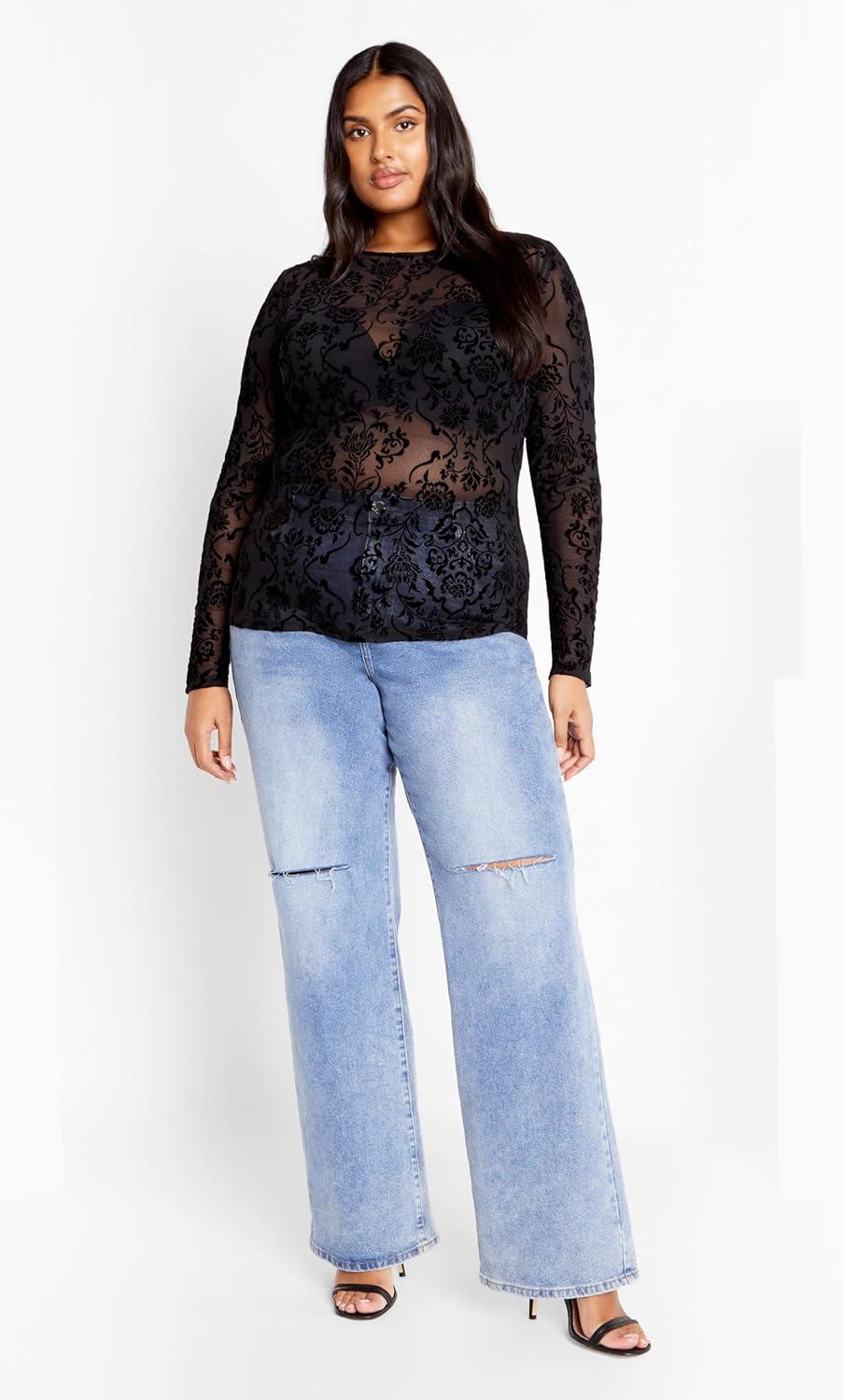image:imageCity Chic Womens Plus Size Top Sienna MeshaBlack