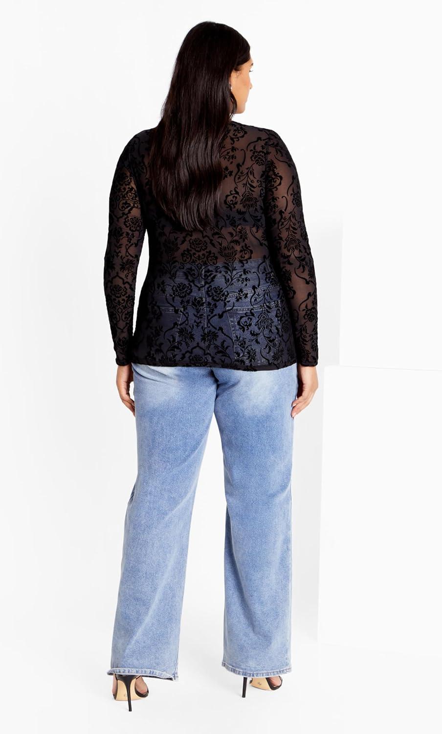 image:imageCity Chic Womens Plus Size Top Sienna MeshaBlack