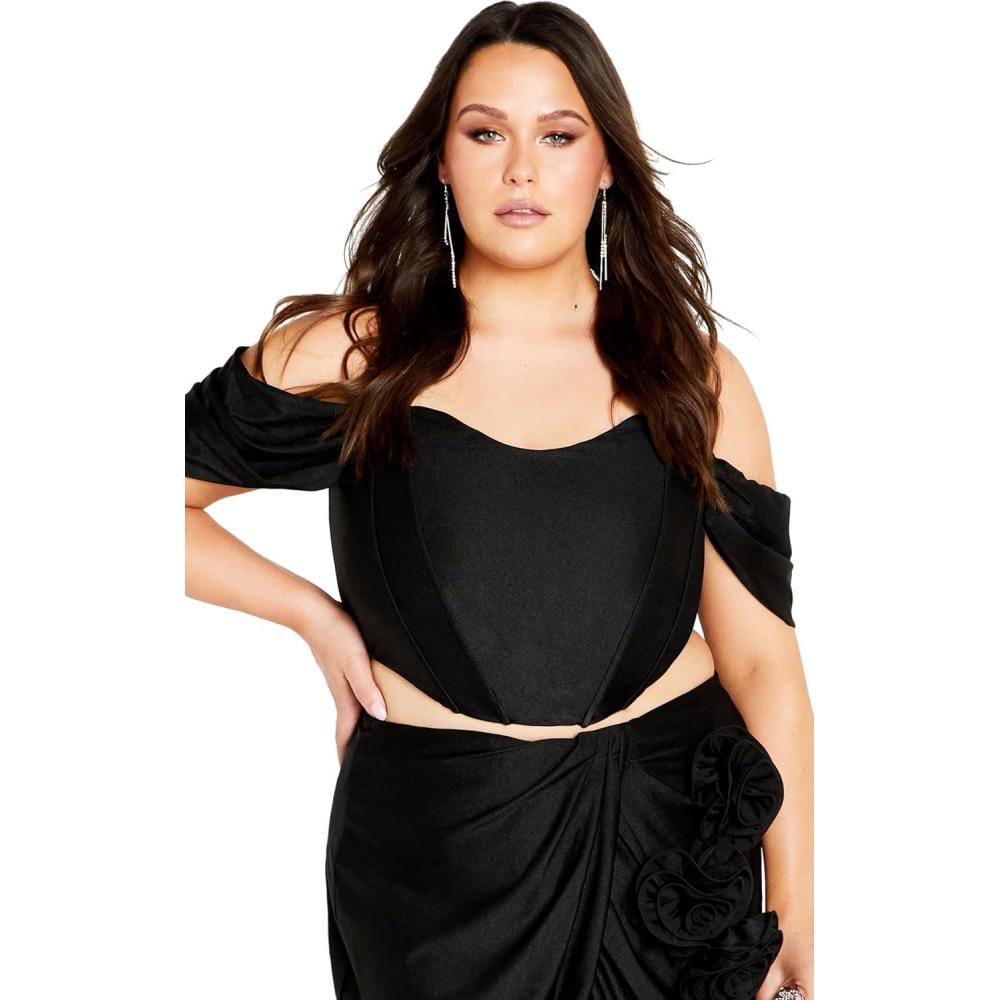 image:imageCity Chic Womens Fleur Off Shoulder Fitted CorsetBlack