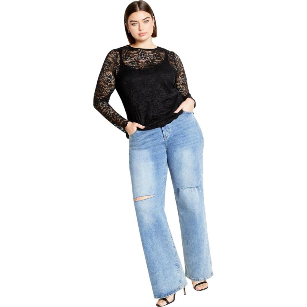 image:imageCity Chic Womens Plus Size Top  Lace SelenaBlack