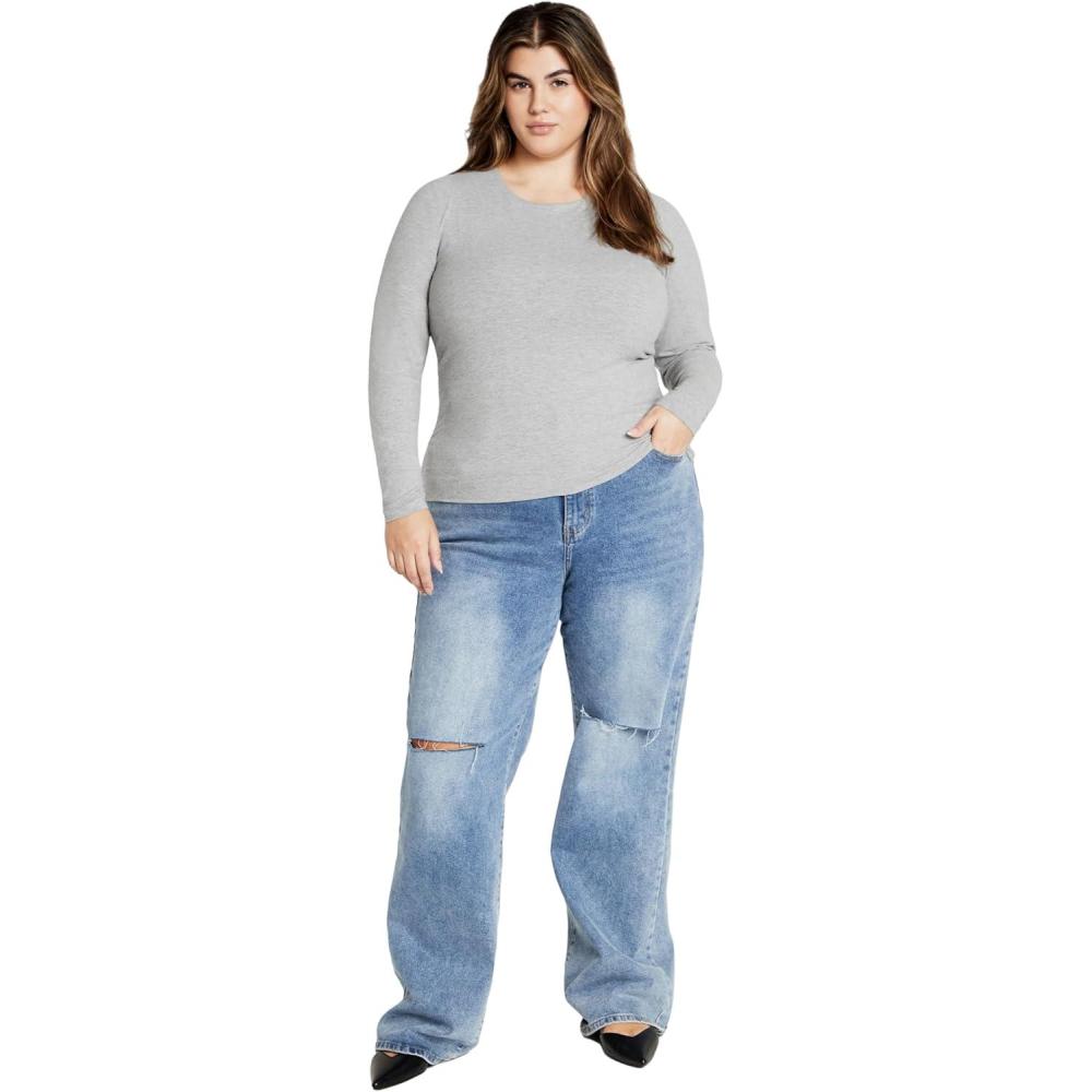 image:imageCity Chic Womens Plus Size Top NoaLight Grey Marble