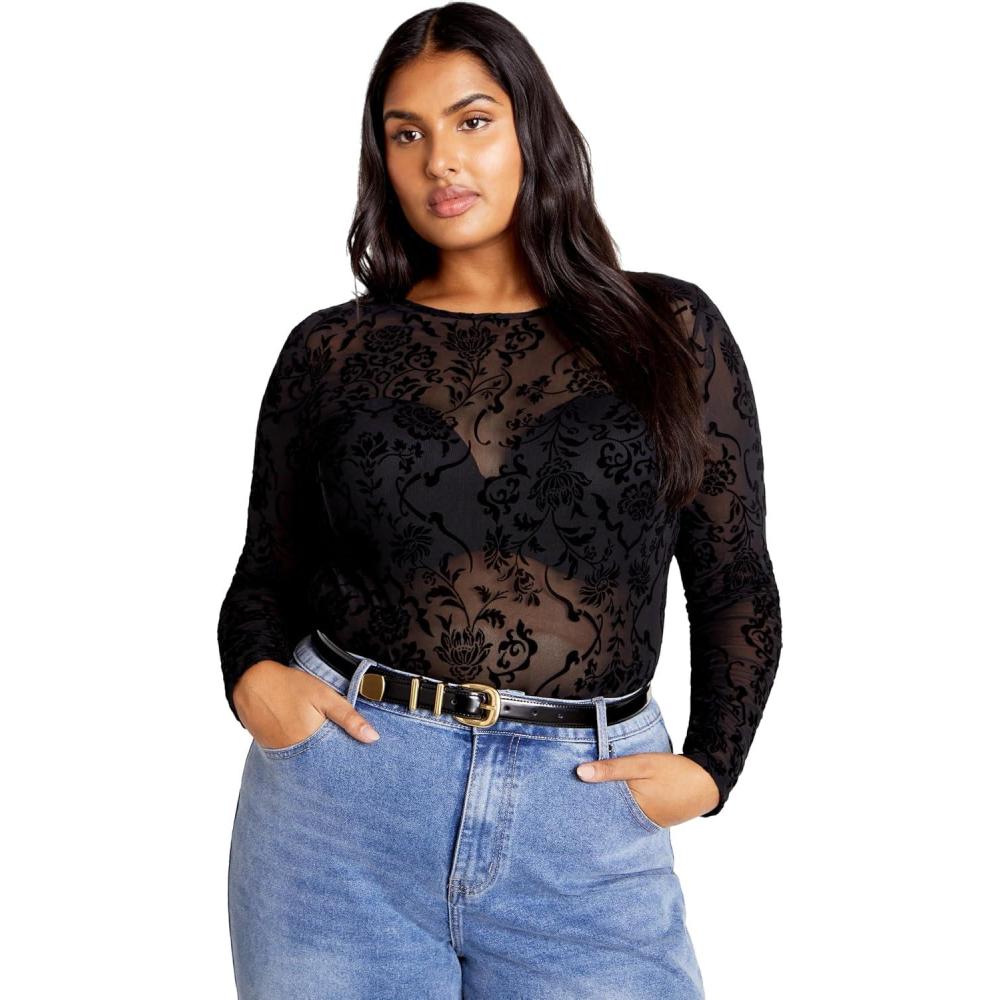 image:imageCity Chic Womens Plus Size Top Sienna MeshaBlack
