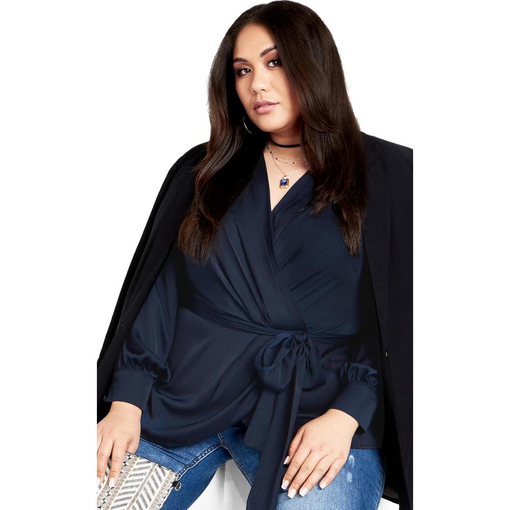 image:imageCity Chic Womens Plus Size Top Opulent Hi LoNavy