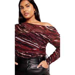 CITY CHIC Plus Size TOP MESH Multi Color Print, Minerals Multi Color(Spiced Marble)