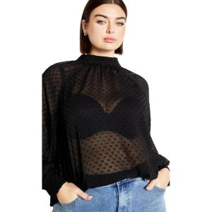 City Chic Women’s Plus Size Dobby Yasmine Shirt(Black)