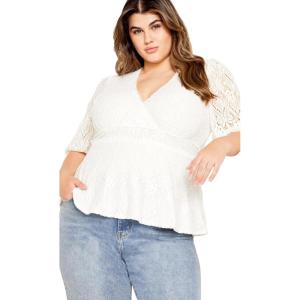 City Chic Women’s Plus Size Lace Top – Christa(Ivory)