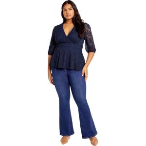 City Chic Women’s Plus Size Lace Top – Christa(Navy)