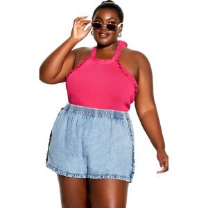 City Chic Women’s Plus Size Ruffled Top(Bright Pink)
