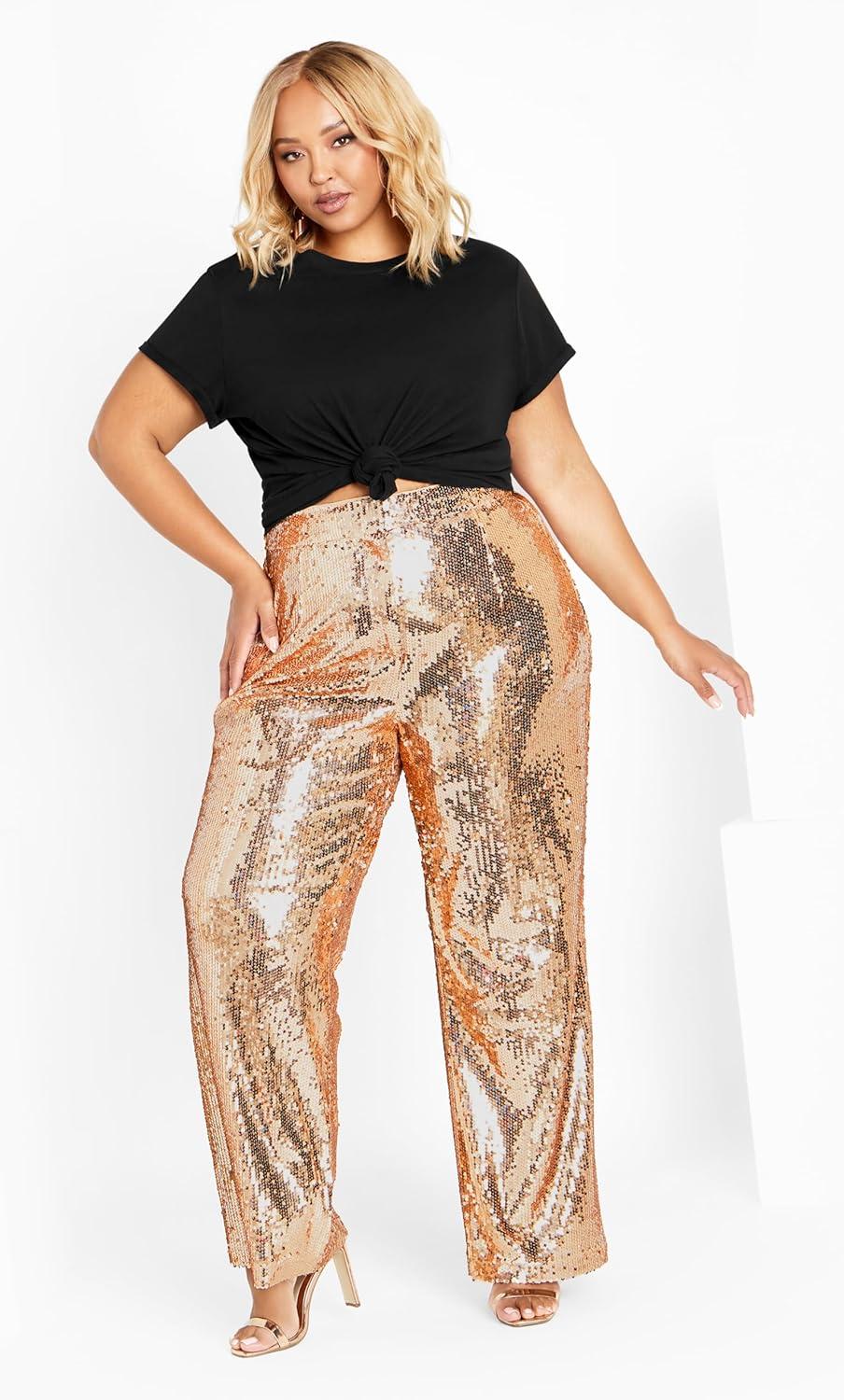 image:imageCity Chic Womens Apparel Womens City Chic Plus Size Pant Kendall Gold