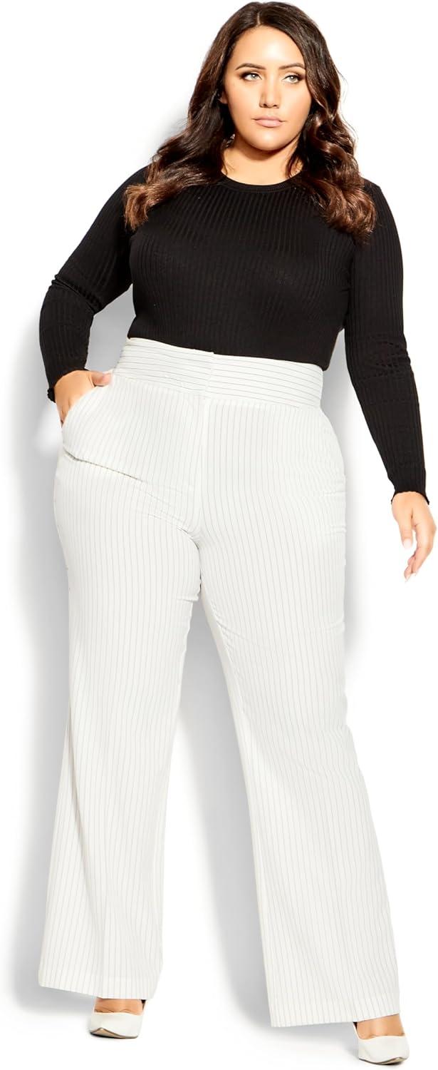 image:imageCity Chic Womens Pant PenelopeIvory Pinstripe