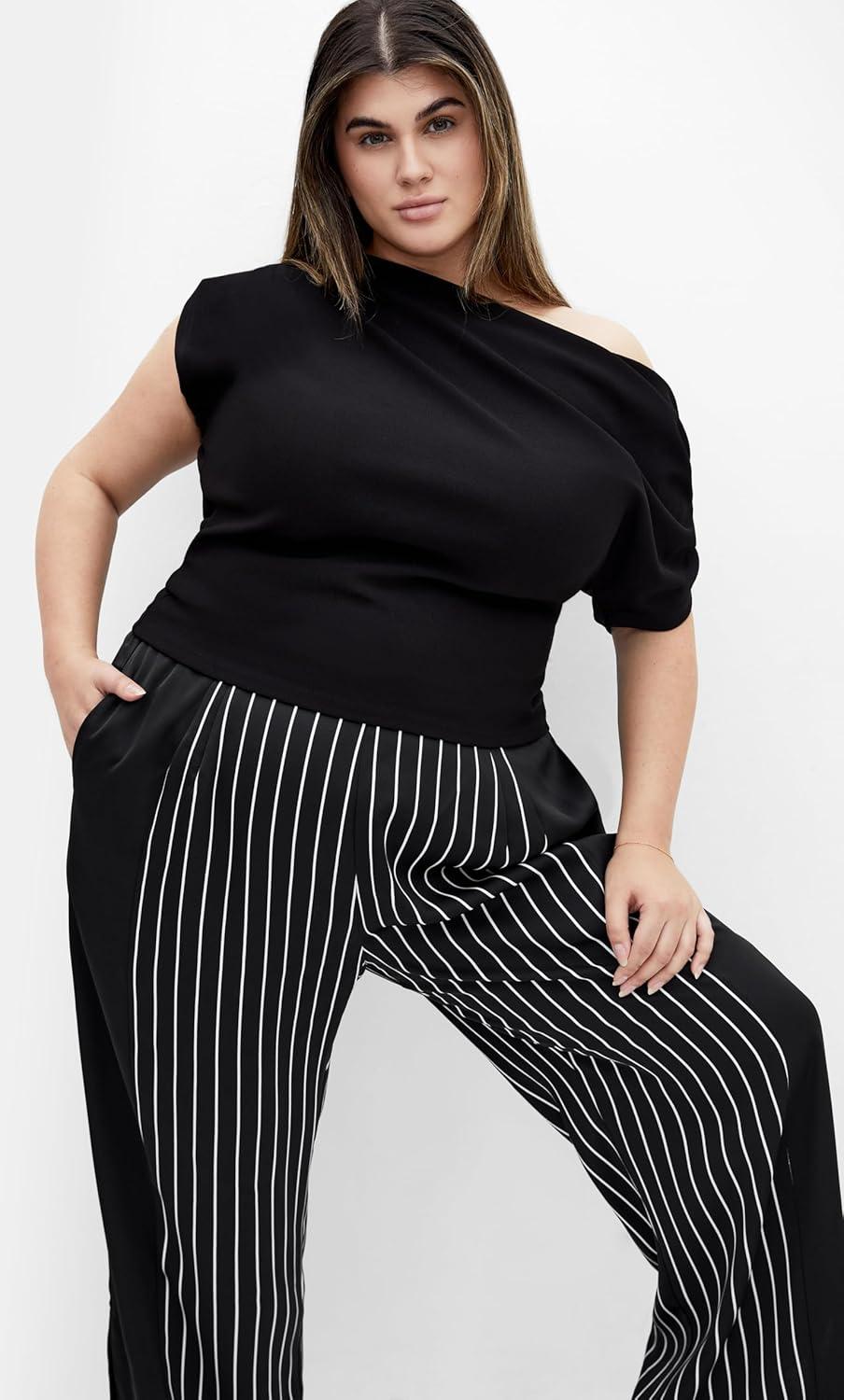 image:imageCity Chic Womens Plus Size Enya Border PantStripe Scarf