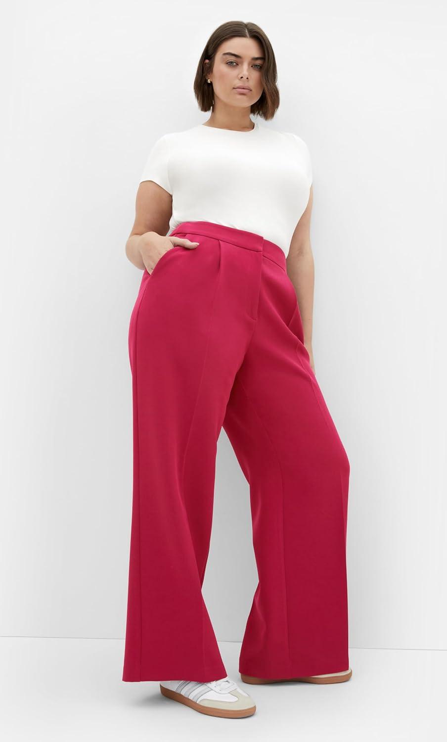 image:imageCity Chic Womens Plus Size Pant Alexis RelaxedDeep Rose