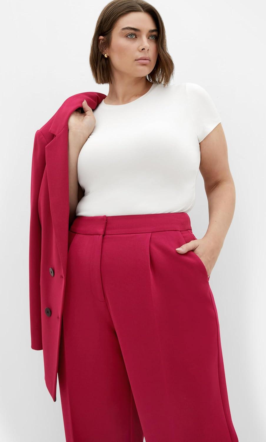 image:imageCity Chic Womens Plus Size Pant Alexis RelaxedDeep Rose