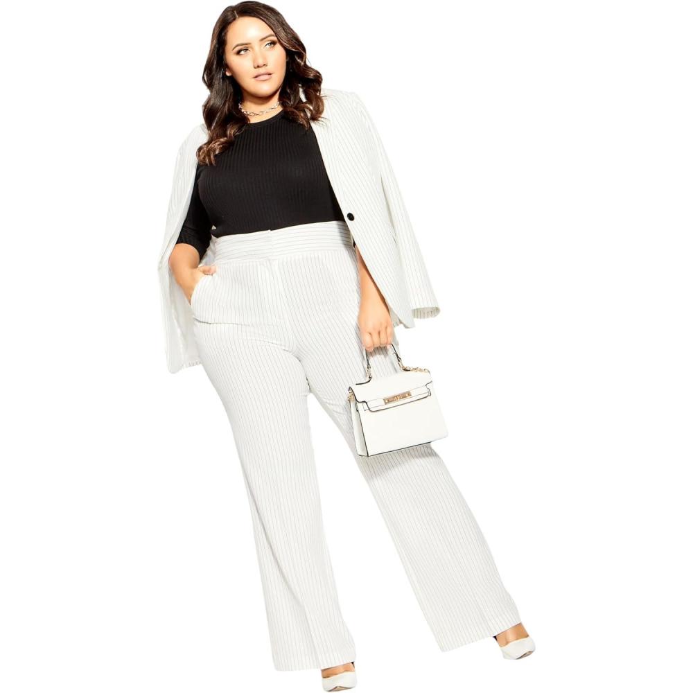image:imageCity Chic Womens Pant PenelopeIvory Pinstripe