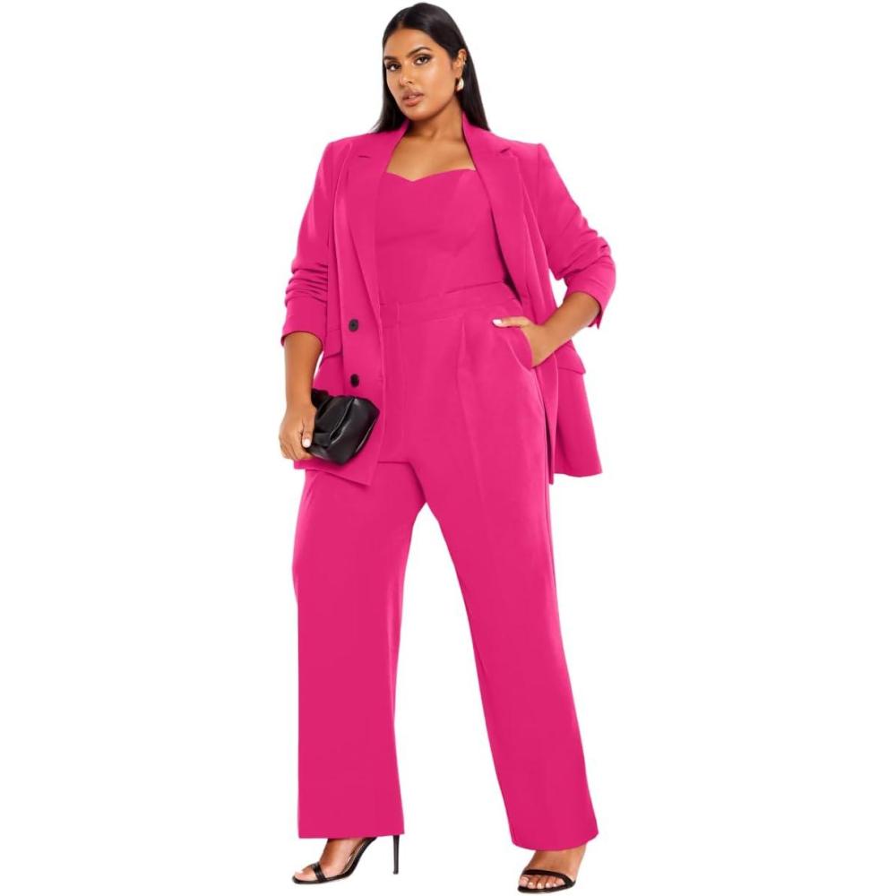 image:imageCity Chic Womens Plus Size Pant  Alexis RelaxedLipstick Pink