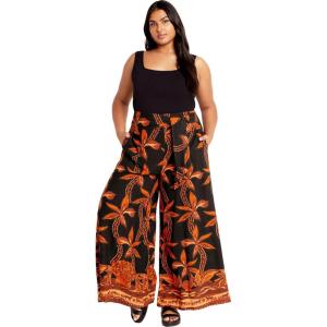 City Chic Women’s Apparel Women’s Plus Size Treasure Pant(Blk Tahitian Brd)