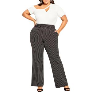City Chic Women’s Pant – Penelope(Blk Pinstripe)