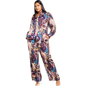 City Chic Women’s Plus Size Mara Pant(Envy Abstract)