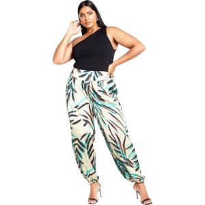 City Chic Women’s Plus Size Pant – Ada(Neon Foliage)