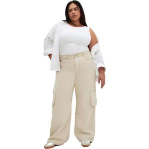 City Chic Women’s Plus Size Pant – Clarence Cargo(Ecru)