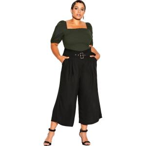 City Chic Women’s Plus Size Pant – Easy Crop(Black)