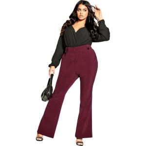 City Chic Women’s Plus Size Pant – Tuxe Luxe(Claret)