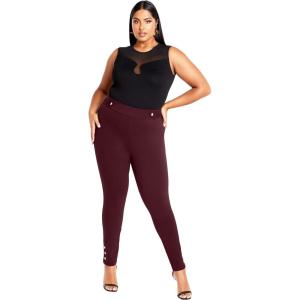 City Chic Women’s Plus Size Pant Party Fever(Oxblood)