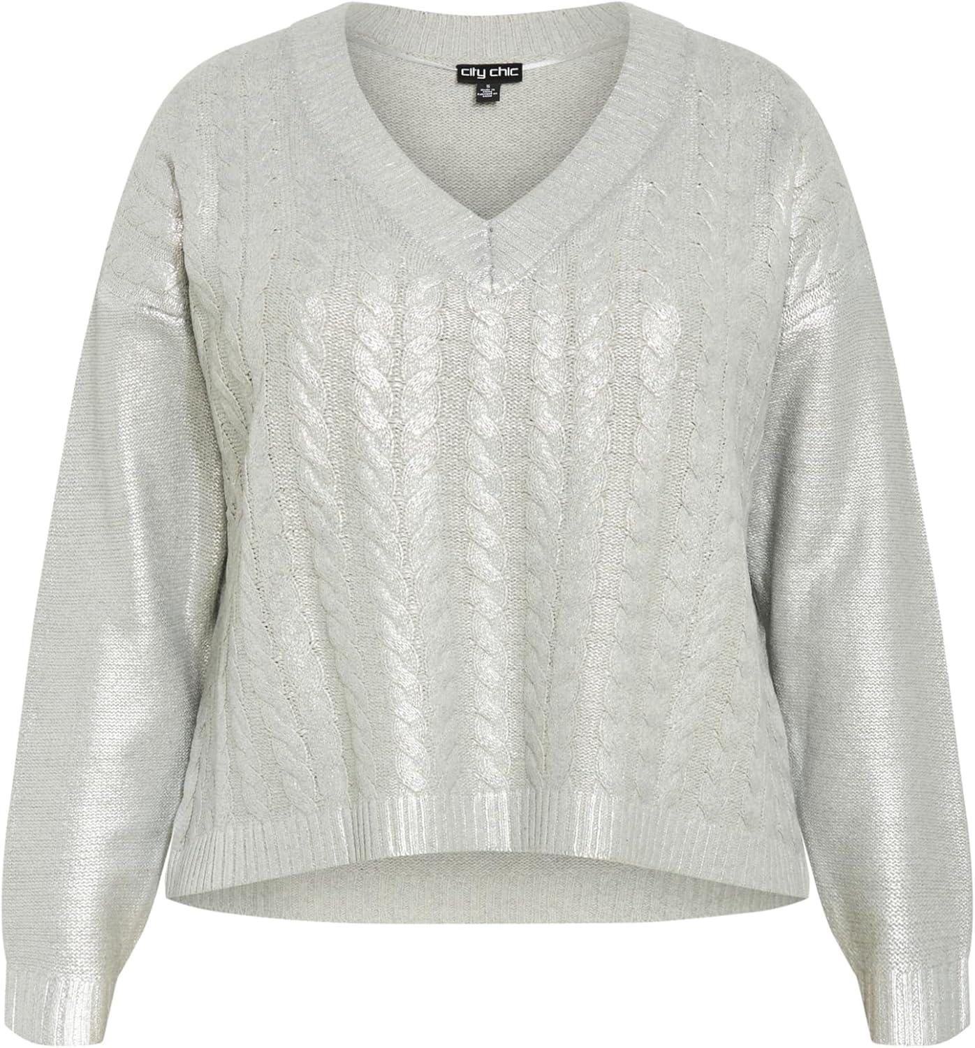 image:imageCity Chic Plus Size Jumper Iliana in SilverSilver