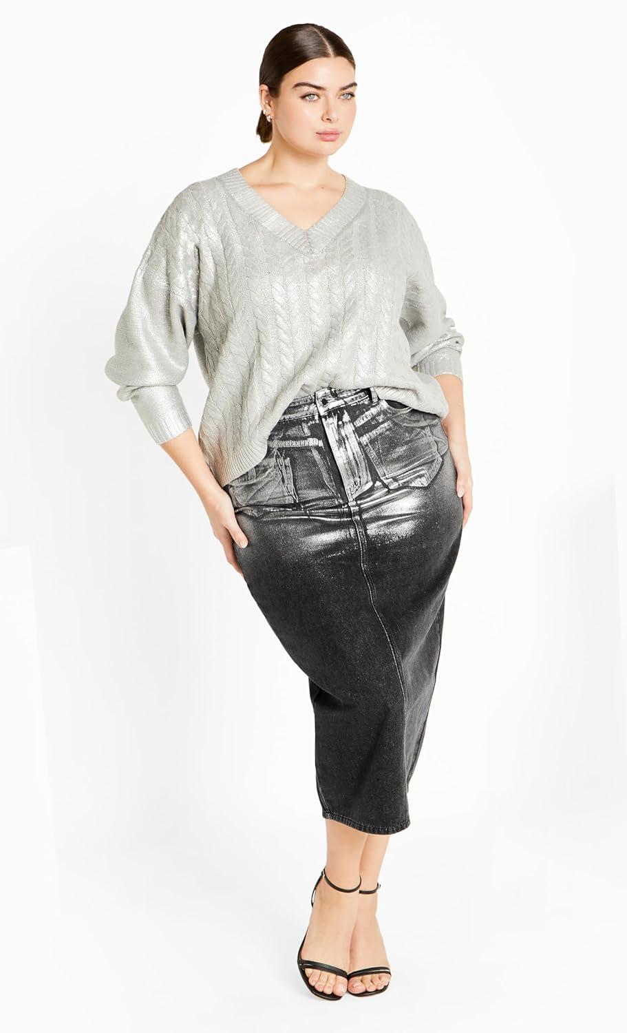 image:imageCity Chic Plus Size Jumper Iliana in SilverSilver