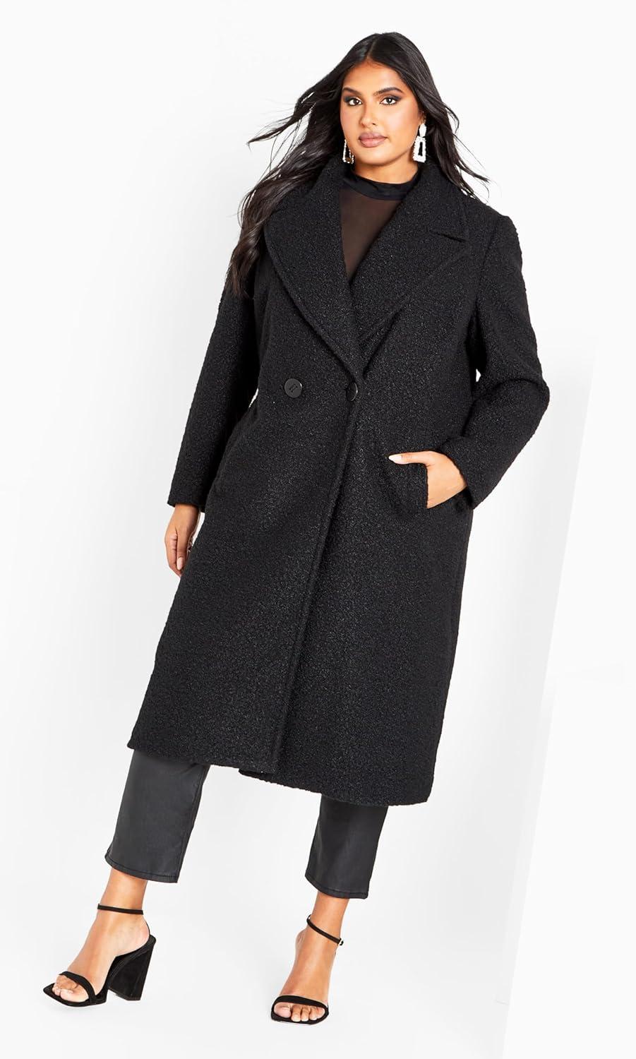image:imageCity Chic Womens Citychic Plus Size Coat Daniella in Black Size 12Black