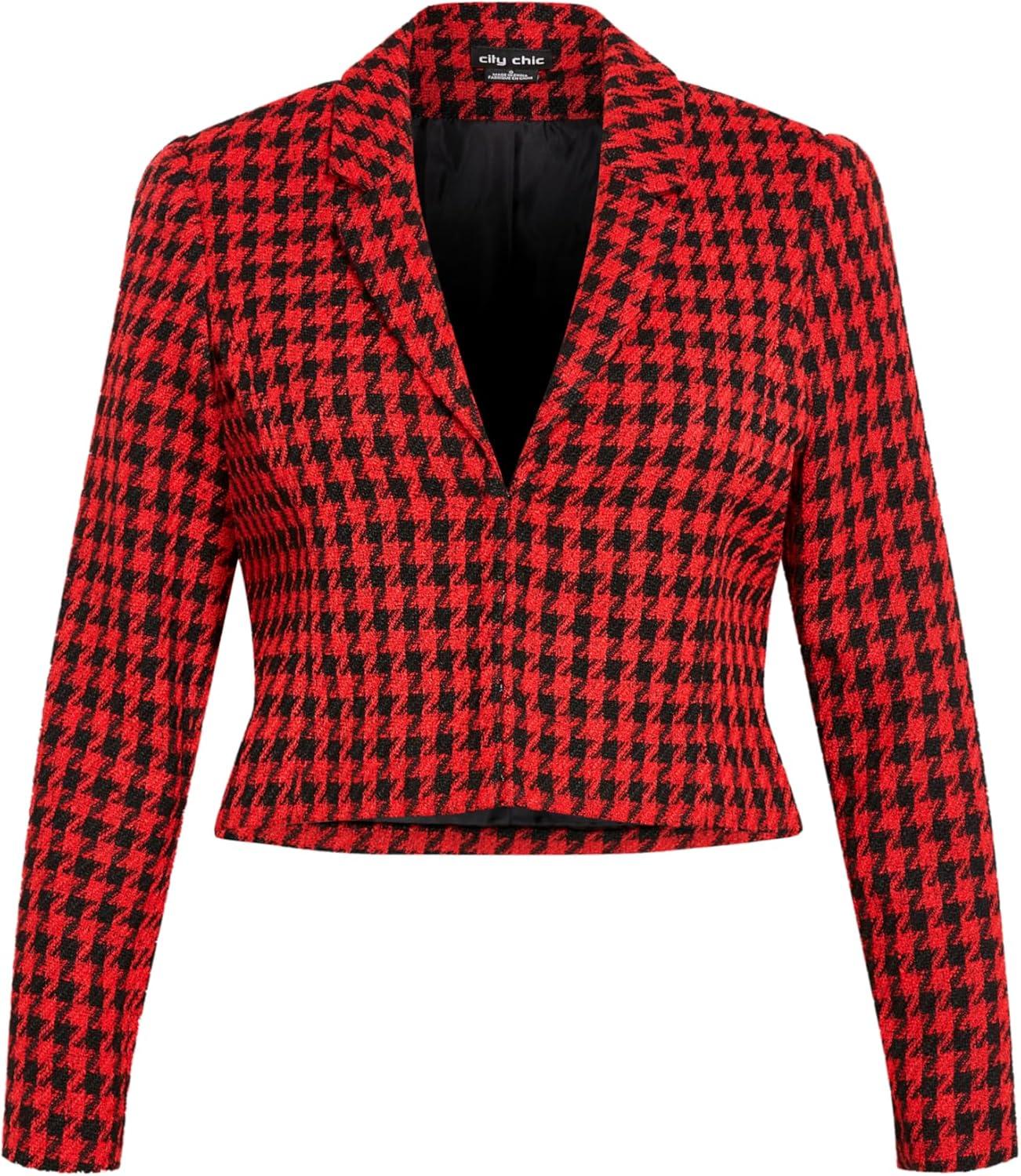 image:imageCity Chic Womens Plus Size JKT SkylarRedBlk Check