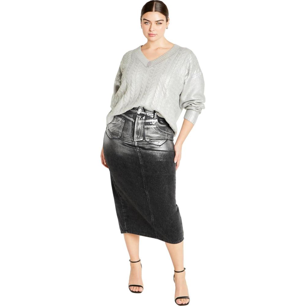 image:imageCity Chic Plus Size Jumper Iliana in SilverSilver