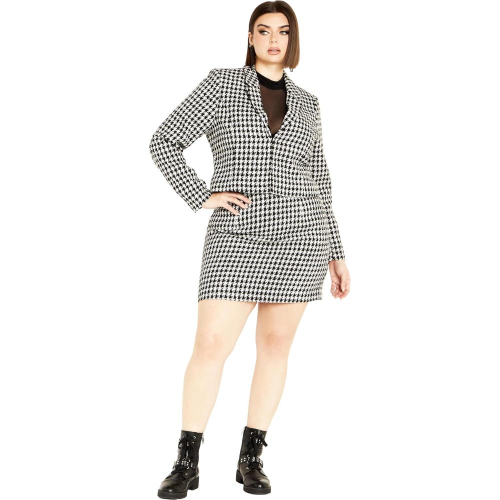 image:imageCity Chic Womens Plus Size JKT SkylarBlkWhite Check
