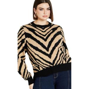 City Chic Freya Sweater(Black/Sand)