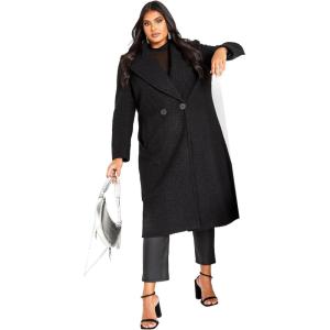 City Chic Women’s Citychic Plus Size Coat Daniella in Black, Size 12(Black)