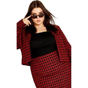 City Chic Women’s Plus Size JKT Skylar(Red/Blk Check)