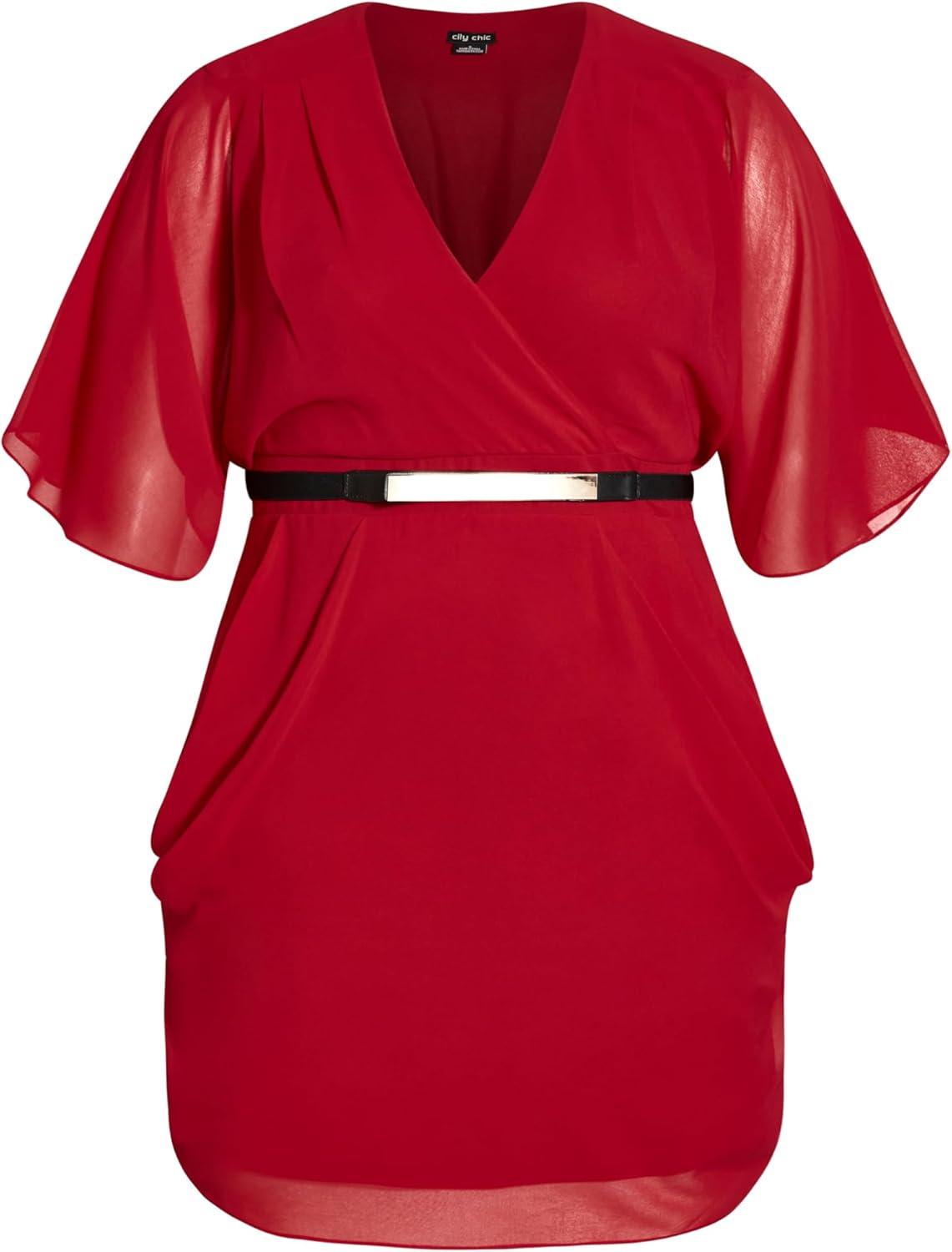 image:imageCity Chic Plus Size Dress Color Wrap DressCherry