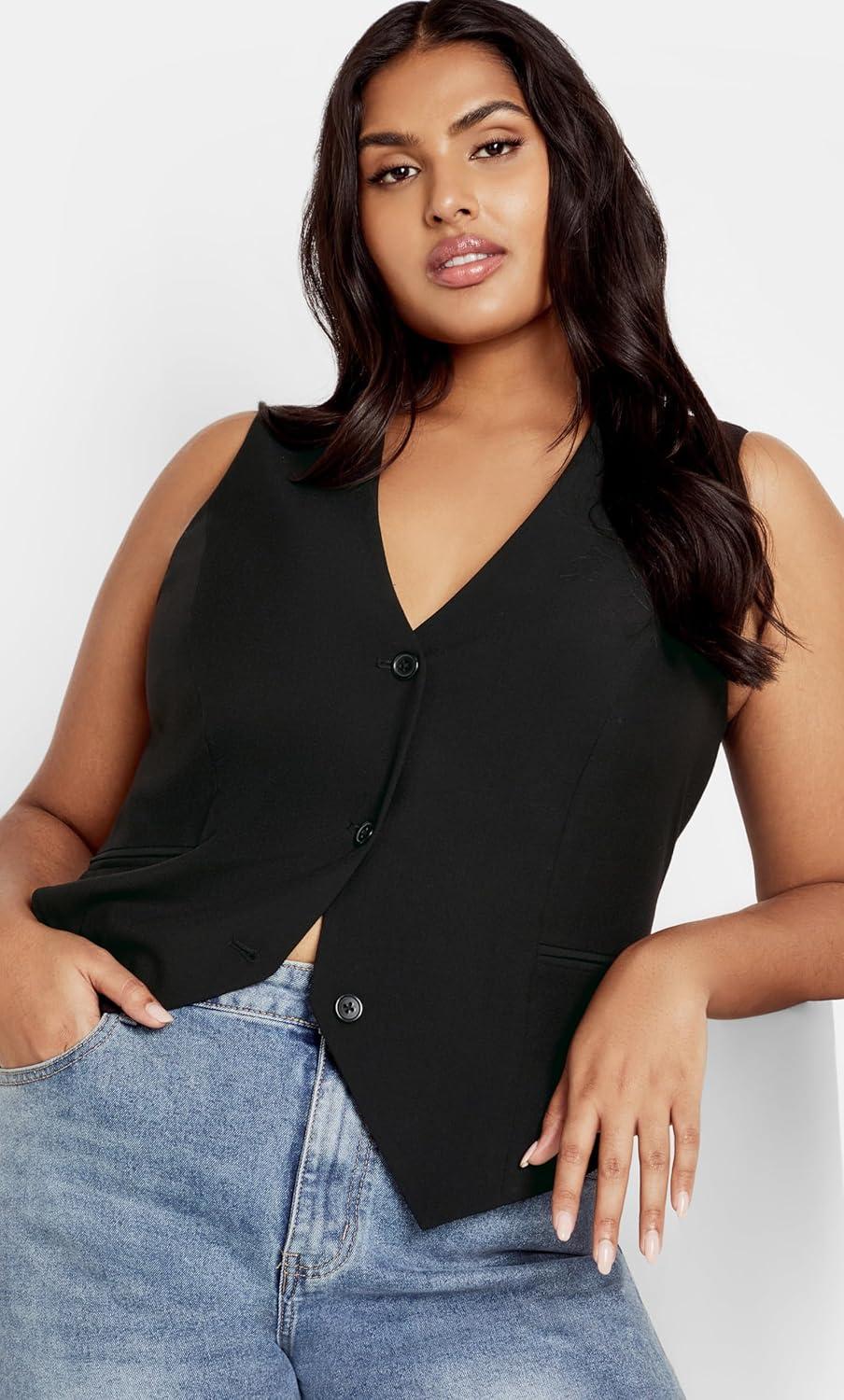 image:imageCity Chic Womens Citychic Plus Size Vest Jazmin in Black Size 16Black