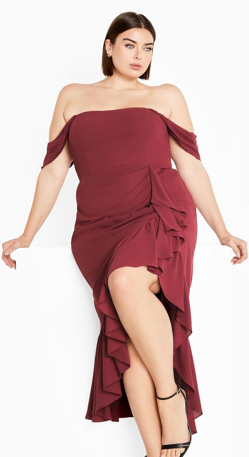 image:imageCity Chic Womens Maxi Cocktail Dress RosabellaGarnet
