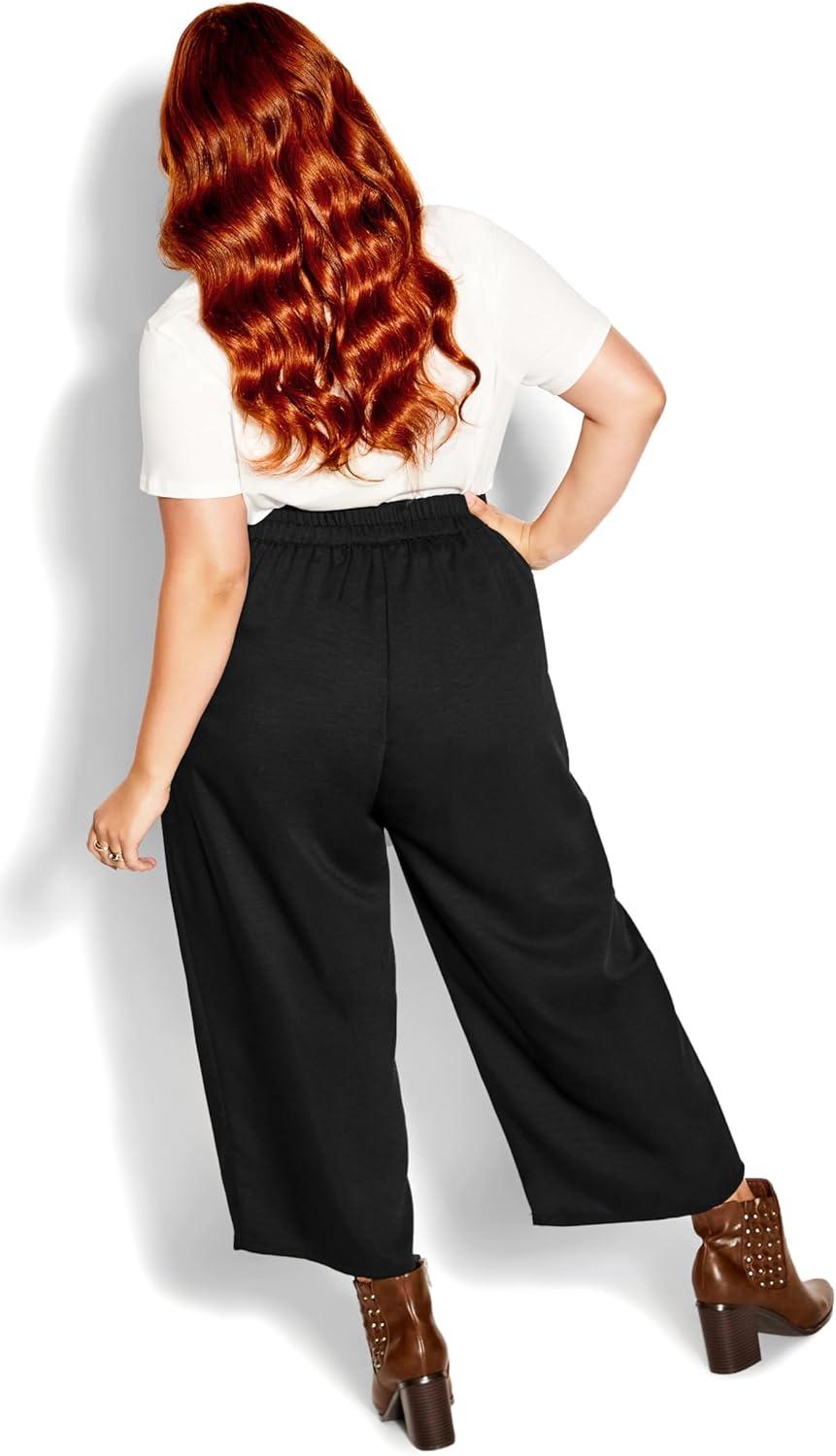 image:imageCity Chic Womens Plus Size Button Crop Pant Black 20
