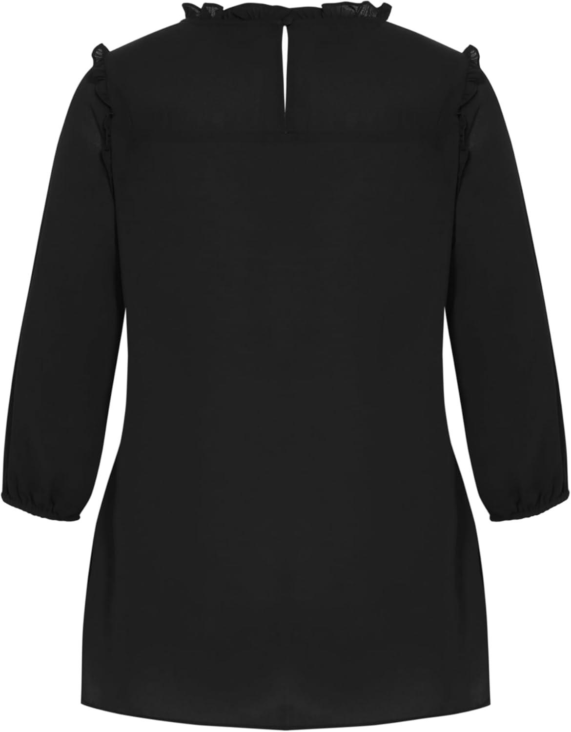 image:imageCity Chic Womens Plus Size Lace Angel Elbow Sleeve TopBlack