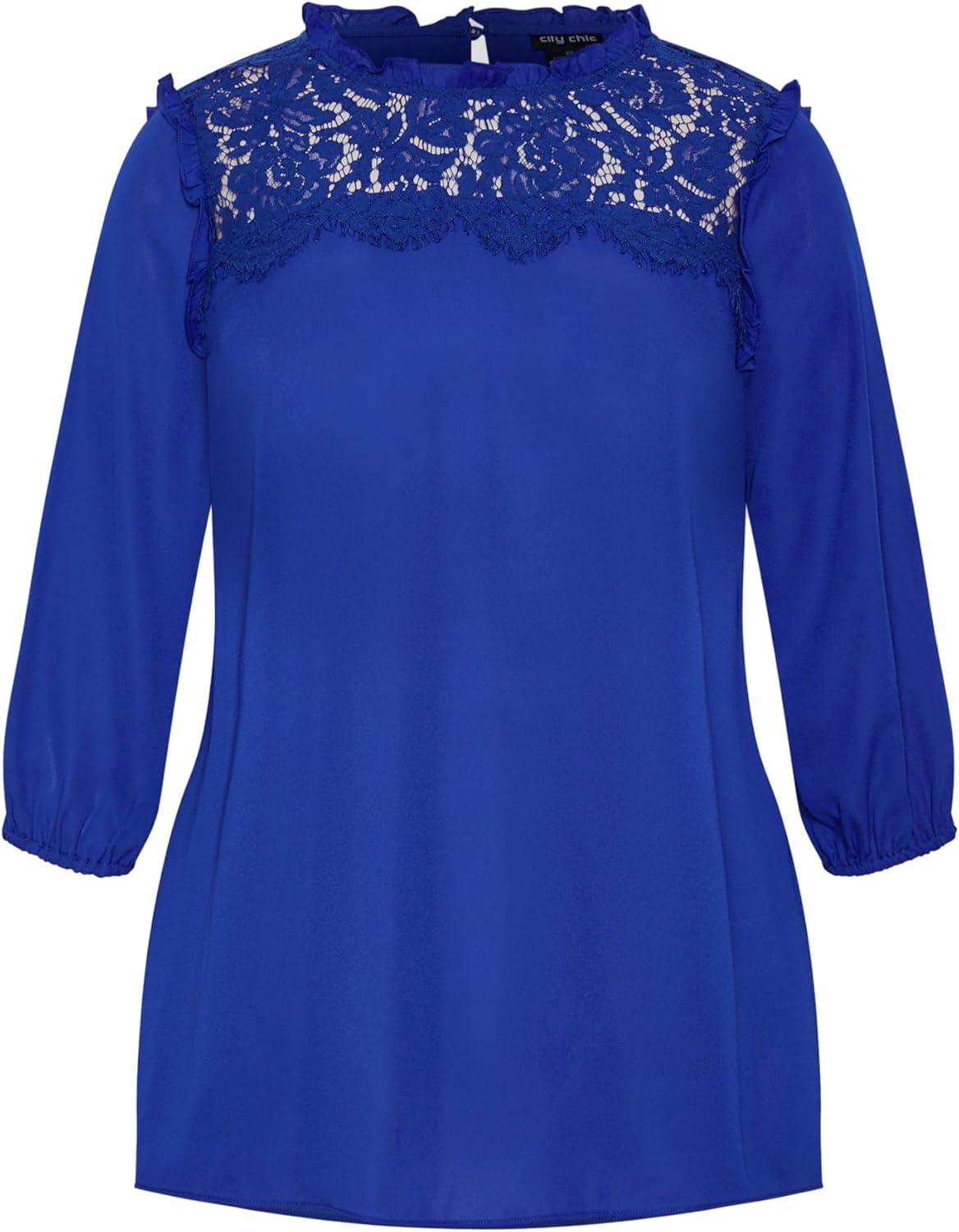 image:imageCity Chic Womens Plus Size Lace Angel Elbow Sleeve TopLapis